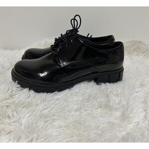 Clarks Chunky Womens Black Patent Leather Chunky Shoes Size US 9.5